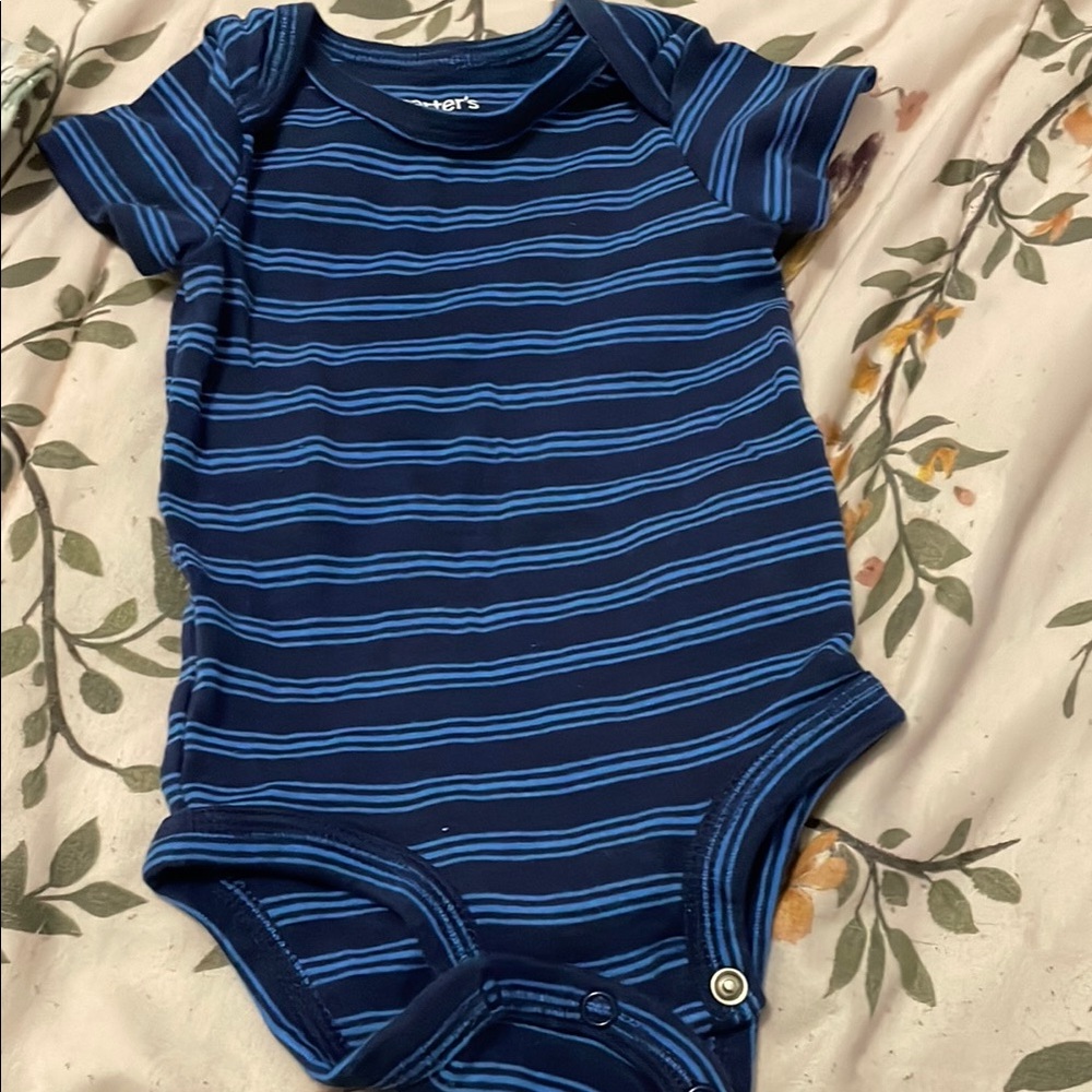 Carter's Blue Nautical Striped Bodysuit Soft Cotton